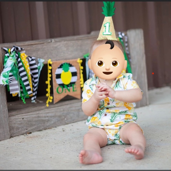 1st Birthday Pineapple Boy Cake Smash Photo Janie & Jack Outfit Set - Picture 1 of 8